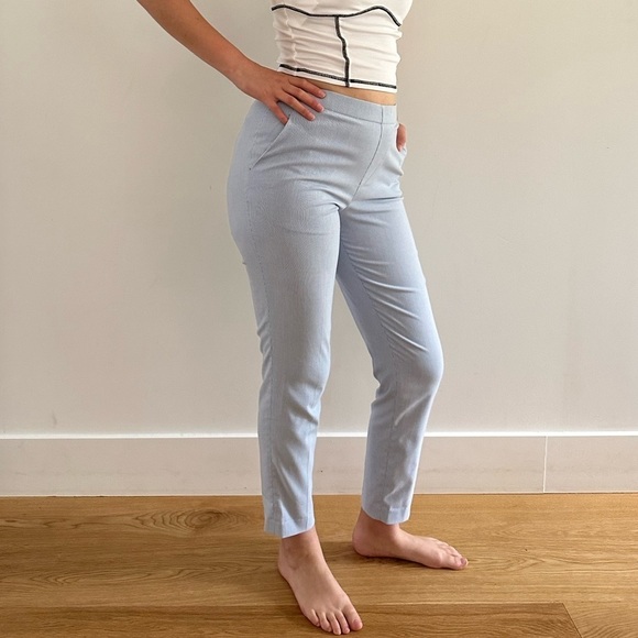 UNIQLO SMART ANKLE PANTS STRIPE WIHTE & LIGHT BLUE - S - Picture 6 of 14